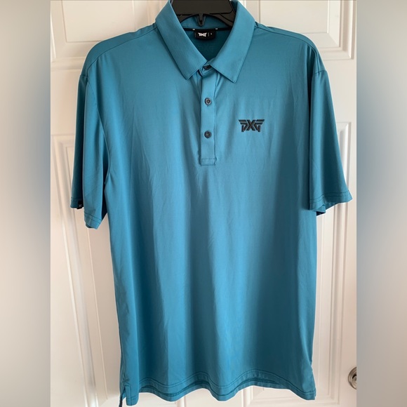 PXG Parsons Extreme Golf Polo Shirt Mens S Aqua Blue Short Sleeve Stretch Logo - Picture 2 of 11